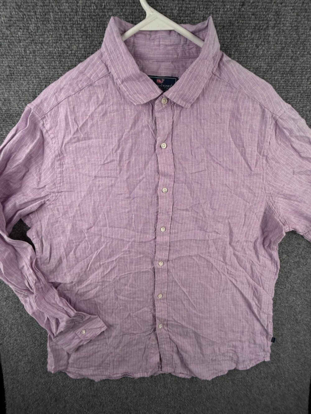 Vineyard Vines Linen Classic Fit Shirt Long Sleeve Purple Striped Woven Large